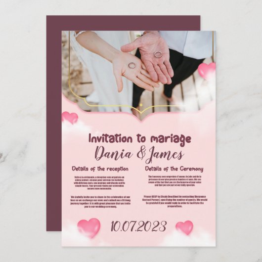 faire-part de mariage (Devant / Derrière)