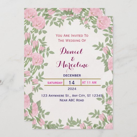 Faire-part de mariage (Devant / Derrière)