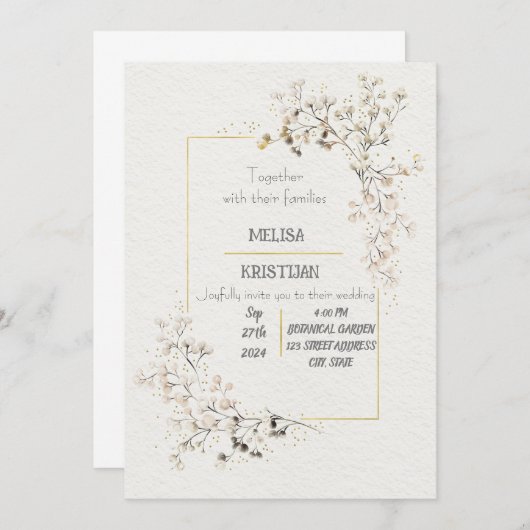 Faire-part de mariage (Devant / Derrière)