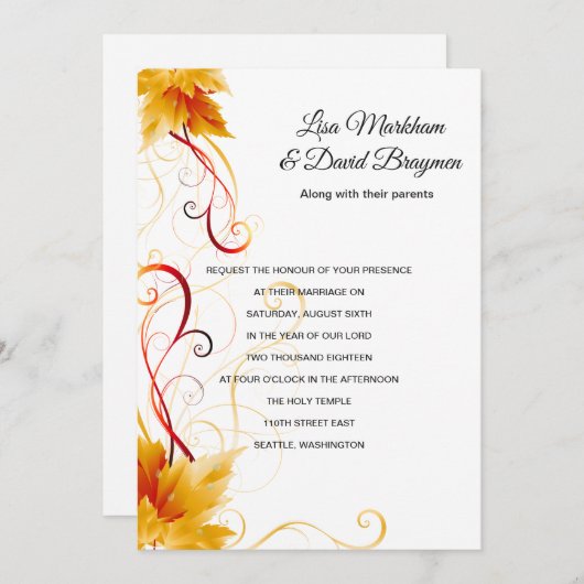 Faire-part de mariage (Devant / Derrière)