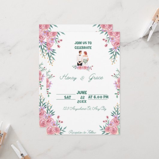 Faire-part de mariage (Devant/Arrière en situation)