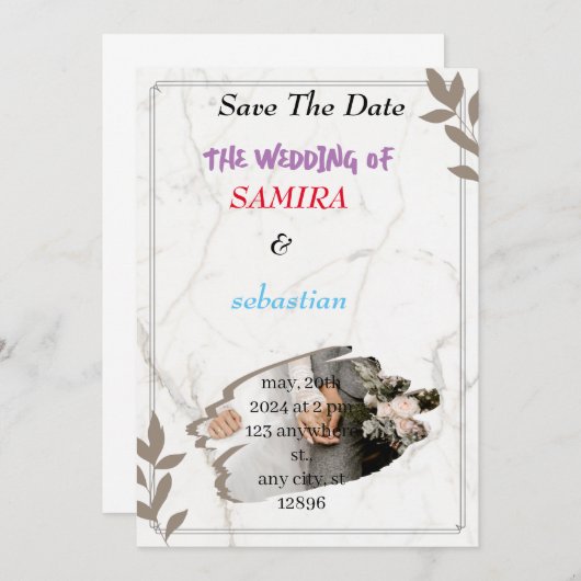 Faire-part de mariage (Devant / Derrière)