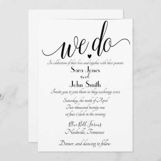 faire-part de mariage (Devant / Derrière)