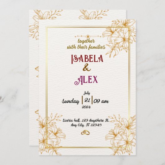 Faire-part de mariage (Devant / Derrière)