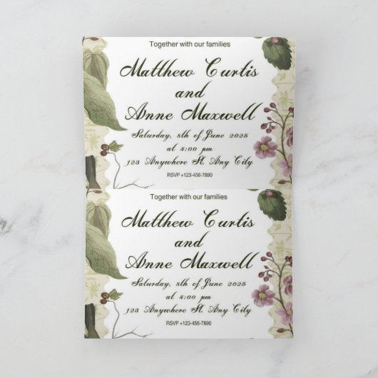 faire-part de mariage (Intérieur)