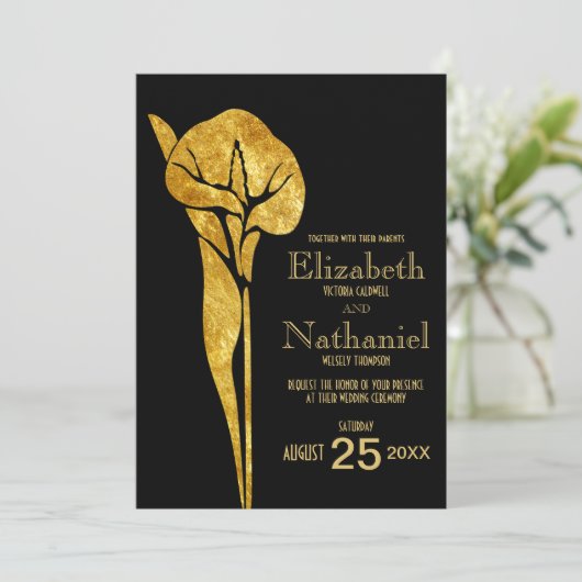 Faire-part de mariage 1920 d'or d'art déco de (Debout devant)