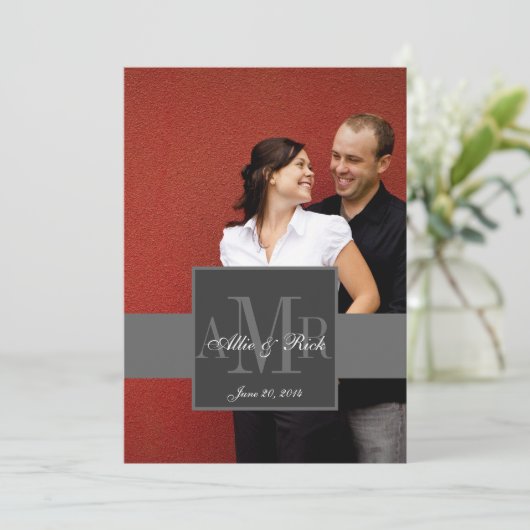 Faire-part de mariage 2 de photo de monogramme de (Debout devant)