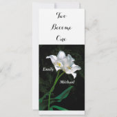 FAIRE-PART DE MARIAGE / 2 TULIPS BLANCS INTERATTAN (Devant)