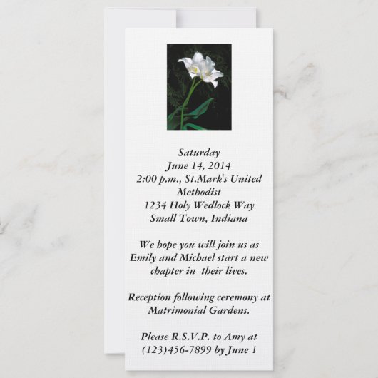 FAIRE-PART DE MARIAGE / 2 TULIPS BLANCS INTERATTAN (Dos)