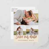 Faire-part de mariage 3 photos Ivory Script Sauveg (Recto/Verso)