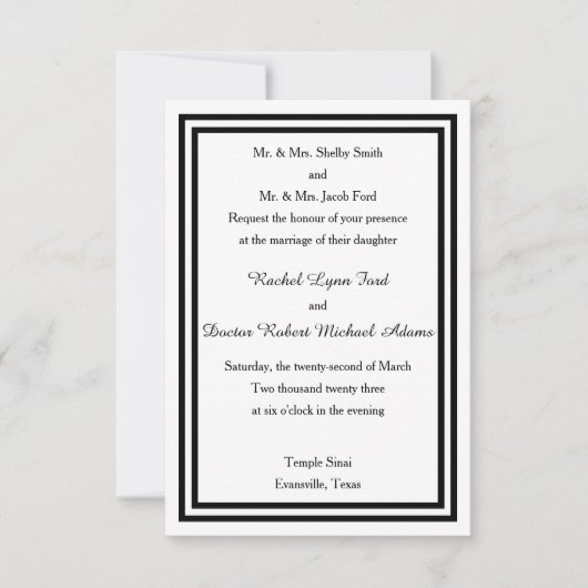 Faire-part de mariage -3x5 avec double encadrement (Devant)