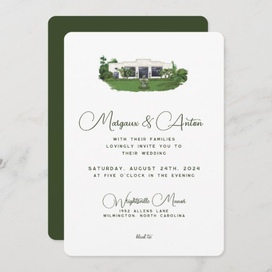 Faire-part de mariage 5x7 - Wrightsville Manor (Devant / Derrière)