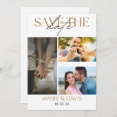 Faire-part de mariage à 3 photos en collage Save T (Devant / Derrière)