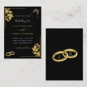 Faire-part de mariage à anneaux - Champagne à cadr (Devant / Derrière)