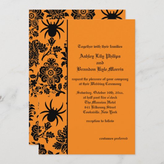 Faire-part de mariage à araignée Damask (Devant / Derrière)