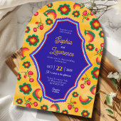 Faire-part de mariage à arc jaune mexicain