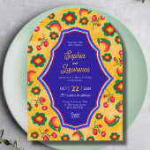 Faire-part de mariage à arc jaune mexicain