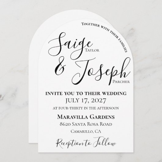 Faire-part de mariage à arc moderne (Devant / Derrière)