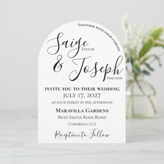 Faire-part de mariage à arc moderne (Debout devant)