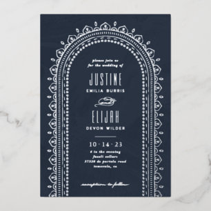 Faire-part de mariage à arc orné de feuille métall