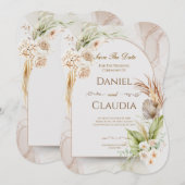 Faire-part de mariage à arch floral séché avec de (Devant / Derrière)