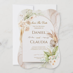Faire-part de mariage à arch floral séché avec de