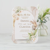 Faire-part de mariage à arch floral séché avec de (Debout devant)