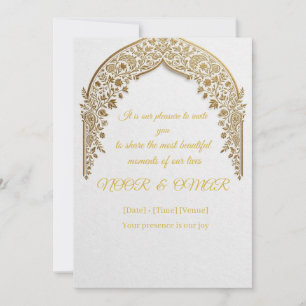 Faire-part de mariage à arch islamique en feuille