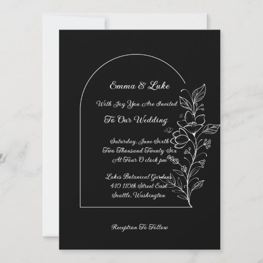 Faire-part de mariage à arche florale (Devant)