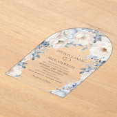 Faire-part de mariage à arche florale bleu poussié (Poser)