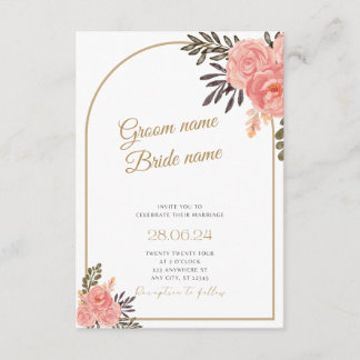 Faire-part de mariage à arche florale Boho or
