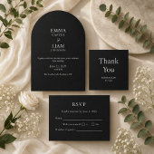 Faire-part de mariage à arche noir et blanc