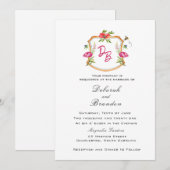 Faire-part de mariage à armoiries monogrammées ave (Devant / Derrière)