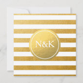 Faire-part de mariage à bandes blanc et or (Devant)
