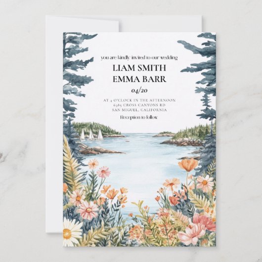 Faire-part de mariage à Bar Harbor Maine (Devant)