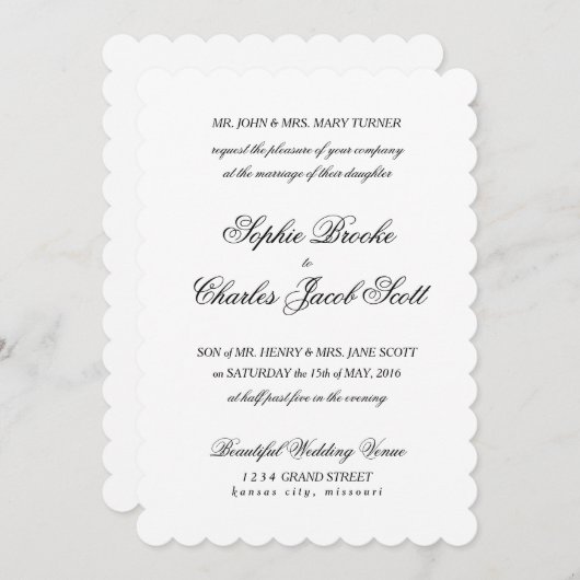 faire-part de mariage à bascule classique de 5 po (Devant / Derrière)