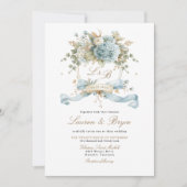 Faire-part de mariage à blason aquarelle Hydrangea (Devant)