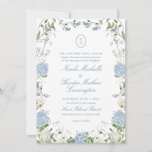 Faire-part de mariage à blason de monogramme d'hor