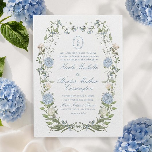 Faire-part de mariage à blason monogramme avec Hyd