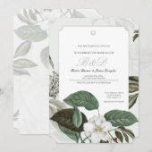 Faire-part de mariage à bord arqué Magnolia Garden (Devant / Derrière)