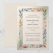 Faire-part de mariage à bordure botanique pastel (Devant / Derrière)