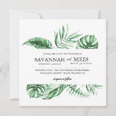 Faire-part de mariage à bordure de feuille de palm (Devant)