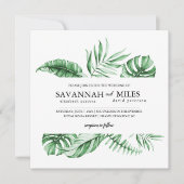 Faire-part de mariage à bordure de feuille de palm (Devant)