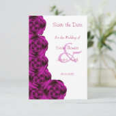 Faire-part de mariage à bordure de rose violette r (Debout devant)