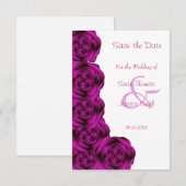 Faire-part de mariage à bordure de rose violette r (Devant / Derrière)