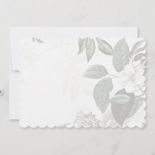 Faire-part de mariage à bordure festonnée Magnolia (Dos)