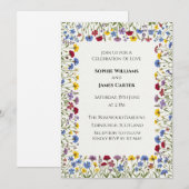 Faire-part de mariage à bordure florale Charbon (Devant / Derrière)