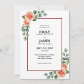 Faire-part de mariage à bordure florale Eucalyptus (Devant)
