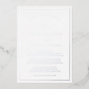 Faire-part de mariage à bordure monogramme en feui