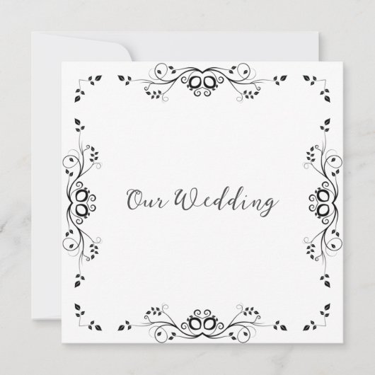 Faire-part de mariage à bordure noire élégant (Devant)